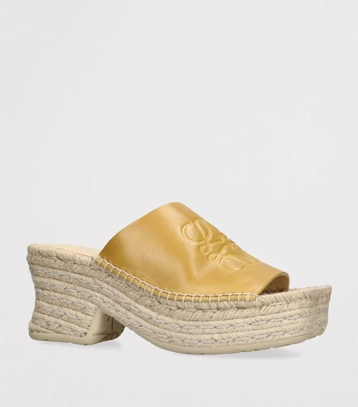 Loewe Leather Petal Espadrille Wedge Sandals 80 - Image 3