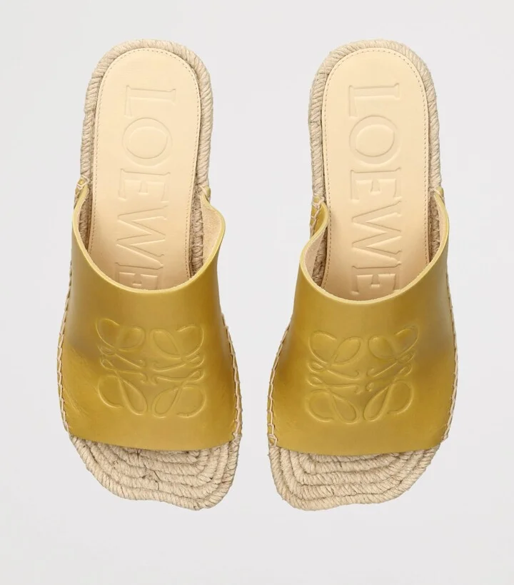 Loewe Leather Petal Espadrille Wedge Sandals 80 - Image 4