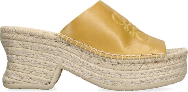 Loewe Leather Petal Espadrille Wedge Sandals 80