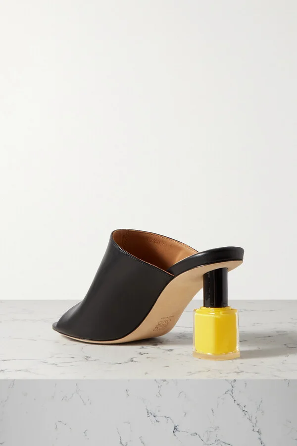 LOEWE - Nail Polish Leather Mules - Black - Image 3