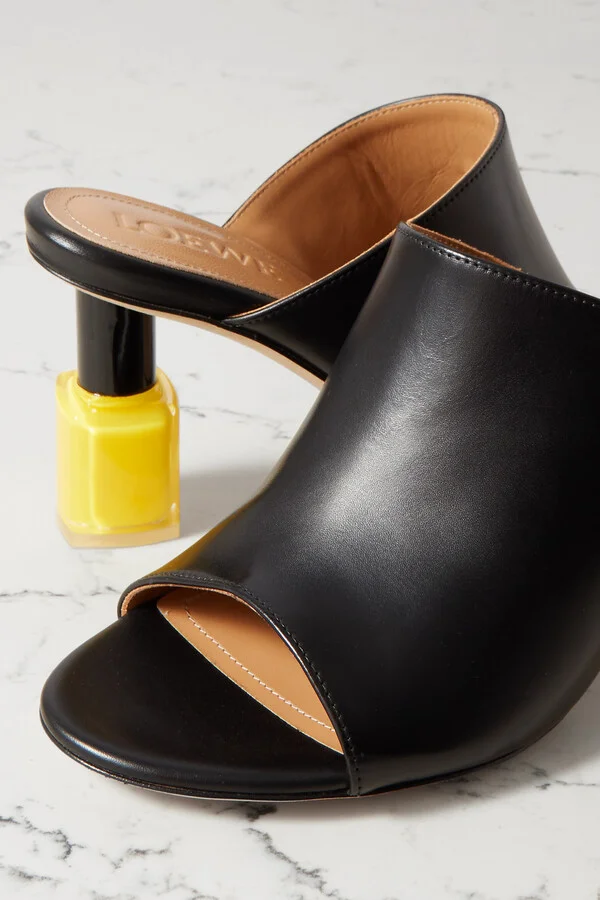 LOEWE - Nail Polish Leather Mules - Black - Image 4