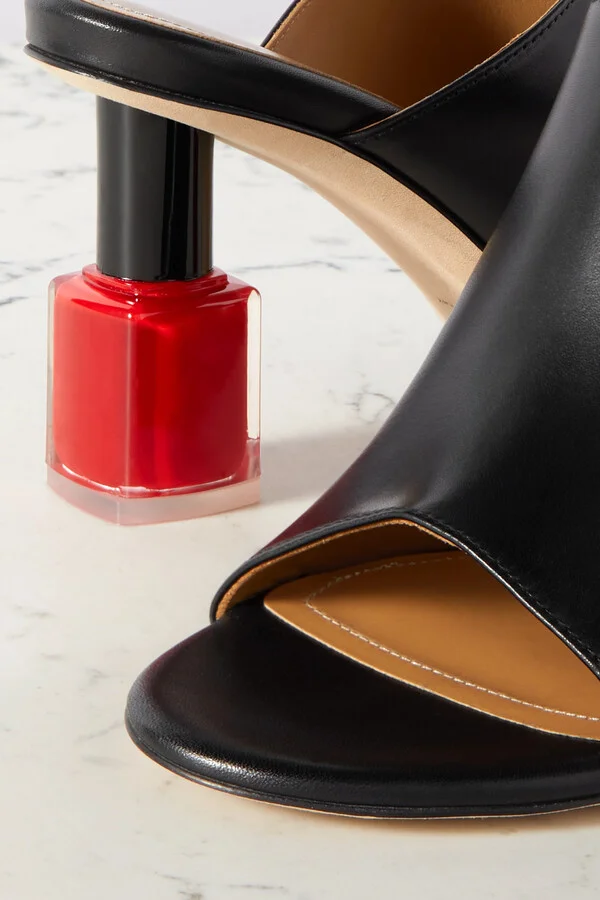 LOEWE - Nail Polish Leather Mules - Black - Image 4