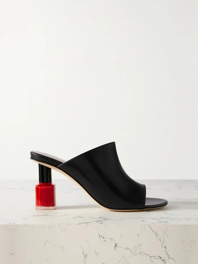 LOEWE - Nail Polish Leather Mules - Black