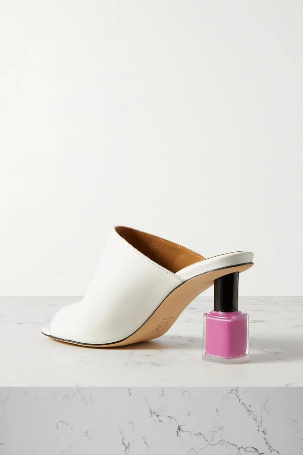 LOEWE - Nail Polish Leather Mules - White - Image 3