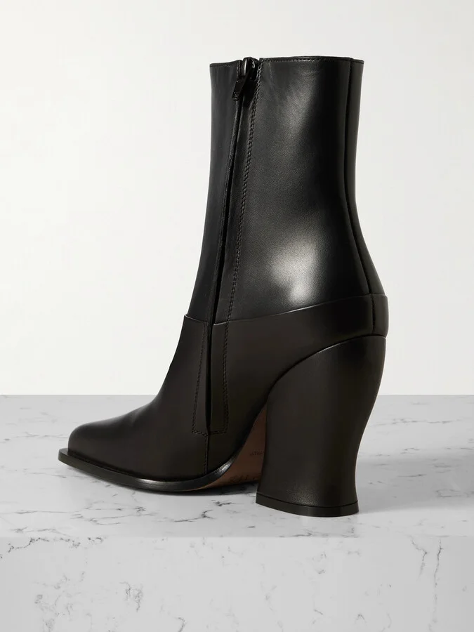 LOEWE - Onda Two-tone Leather Ankle Boots - Black - Image 3