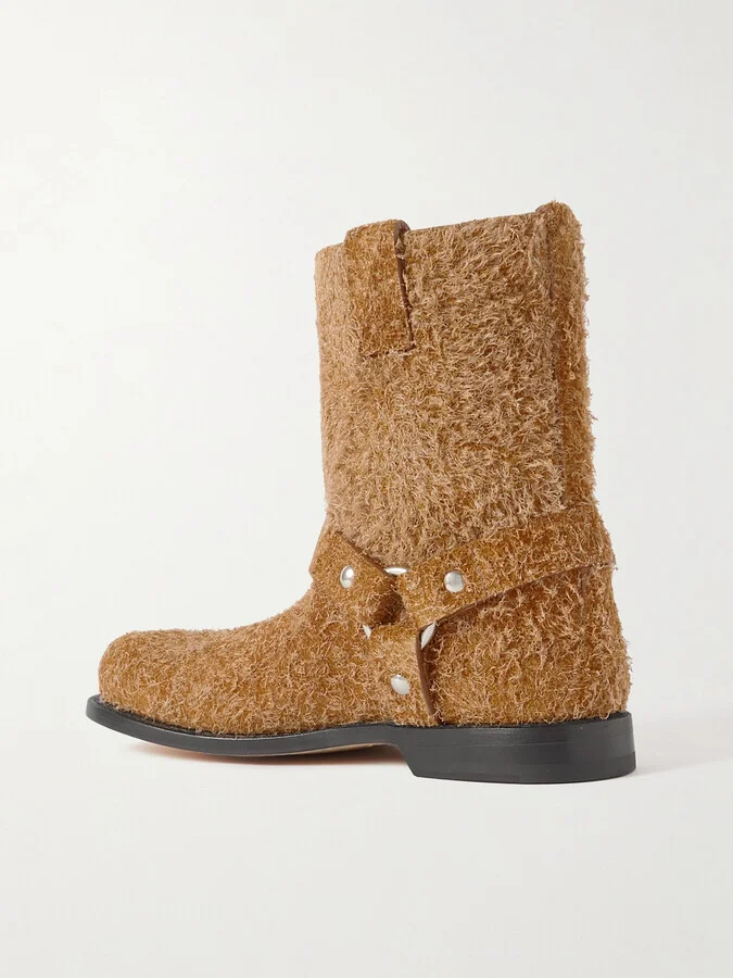 LOEWE - + Paula's Ibiza Campo Brushed Suede Ankle Boots - Brown - Image 3