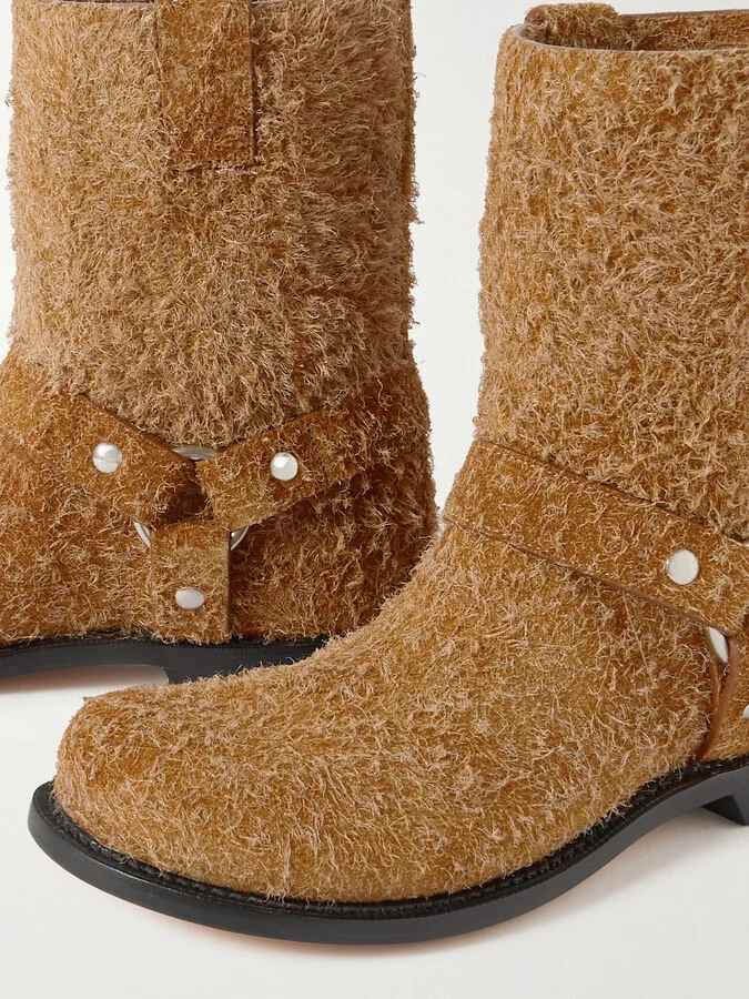 LOEWE - + Paula's Ibiza Campo Brushed Suede Ankle Boots - Brown - Image 4