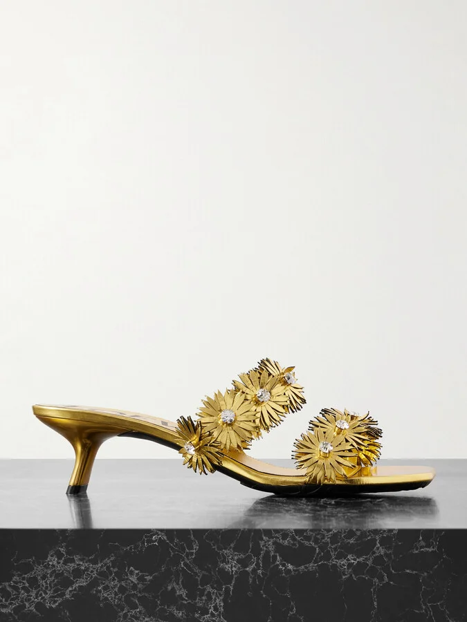 LOEWE - + Paula's Ibiza Crystal-embellished Metallic Leather Sandals - Gold