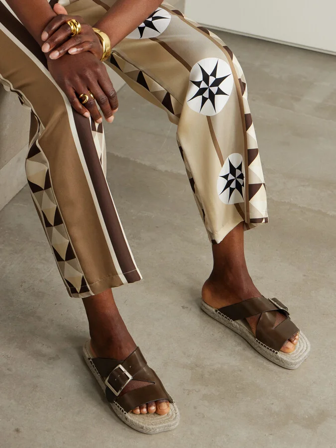 LOEWE - + Paula's Ibiza Leather Platform Sandals - Brown - Image 2