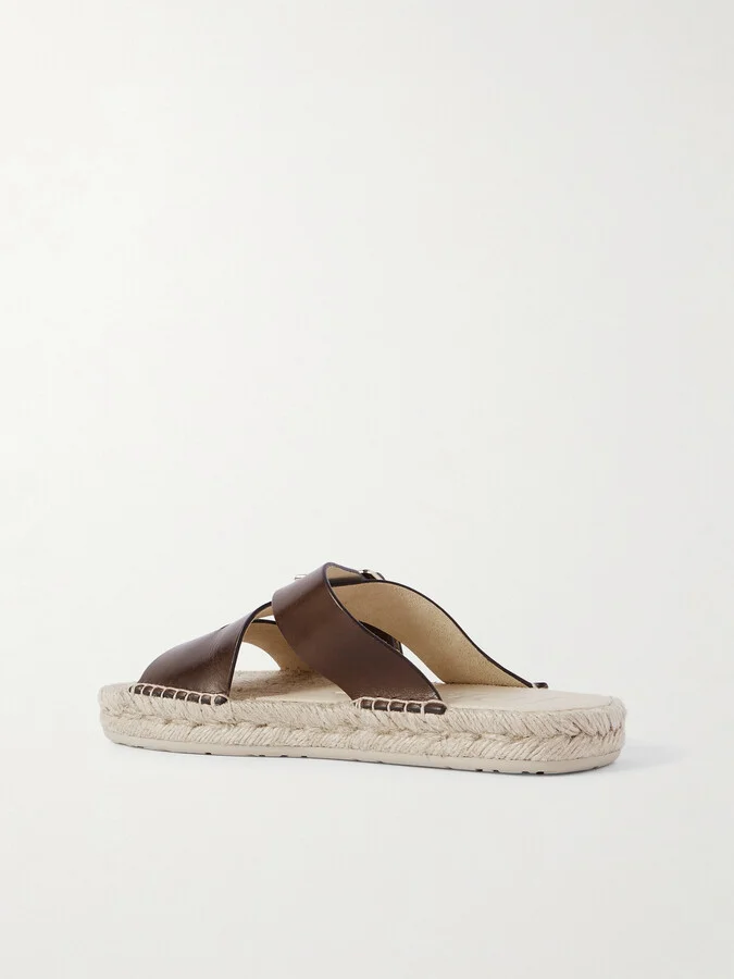 LOEWE - + Paula's Ibiza Leather Platform Sandals - Brown - Image 3