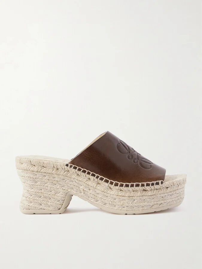 LOEWE - + Paula's Ibiza Leather Platform Wedge Sandals - Brown