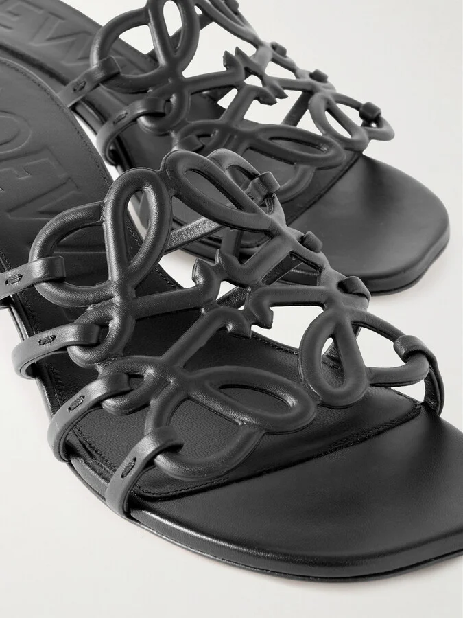 LOEWE - + Paula's Ibiza Petal Anagram Leather Sandals - Black - Image 4