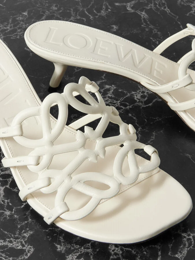 LOEWE - + Paula's Ibiza Petal Anagram Leather Sandals - White - Image 4