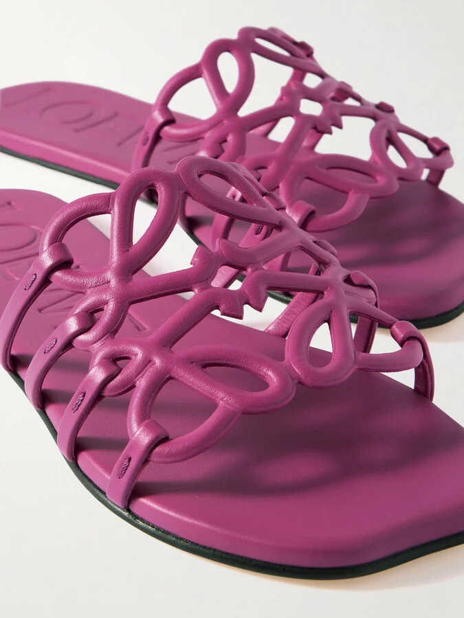 LOEWE - + Paula's Ibiza Petal Anagram Leather Slides - Pink - Image 4