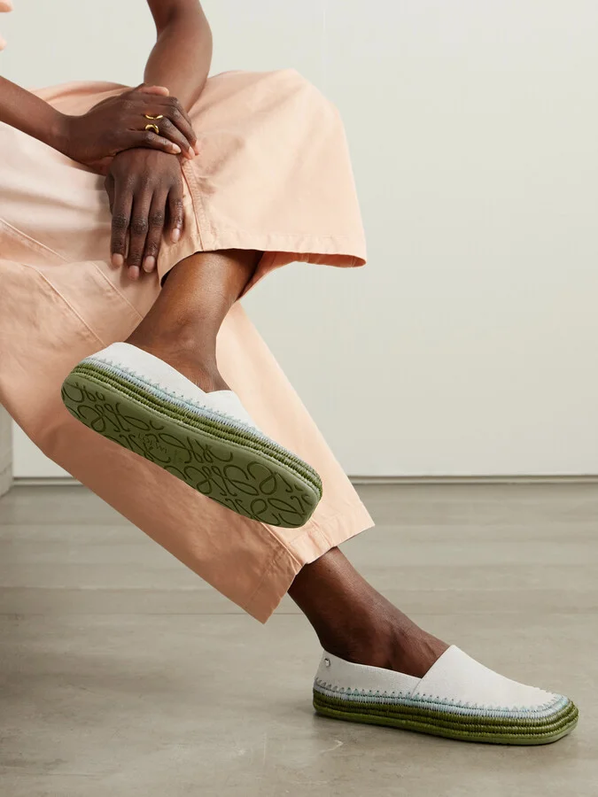 LOEWE - + Paula's Ibiza Rio Raffia-trimmed Suede Espadrilles - Gray - Image 2