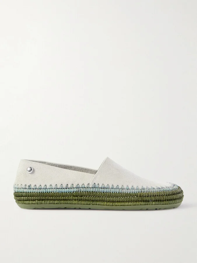 LOEWE - + Paula's Ibiza Rio Raffia-trimmed Suede Espadrilles - Gray