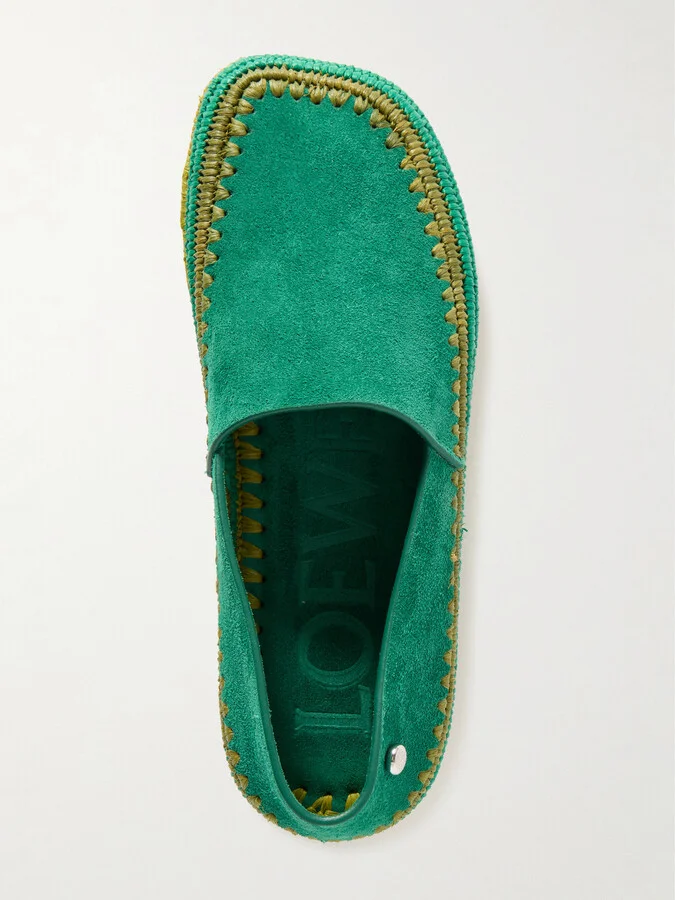 LOEWE - + Paula's Ibiza Rio Raffia-trimmed Suede Espadrilles - Green - Image 5