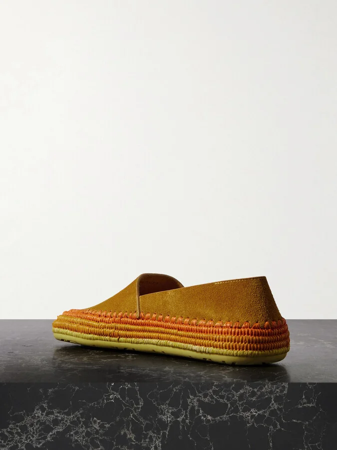 LOEWE - + Paula's Ibiza Rio Raffia-trimmed Suede Espadrilles - Orange - Image 3