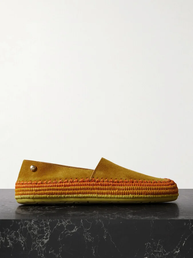 LOEWE - + Paula's Ibiza Rio Raffia-trimmed Suede Espadrilles - Orange
