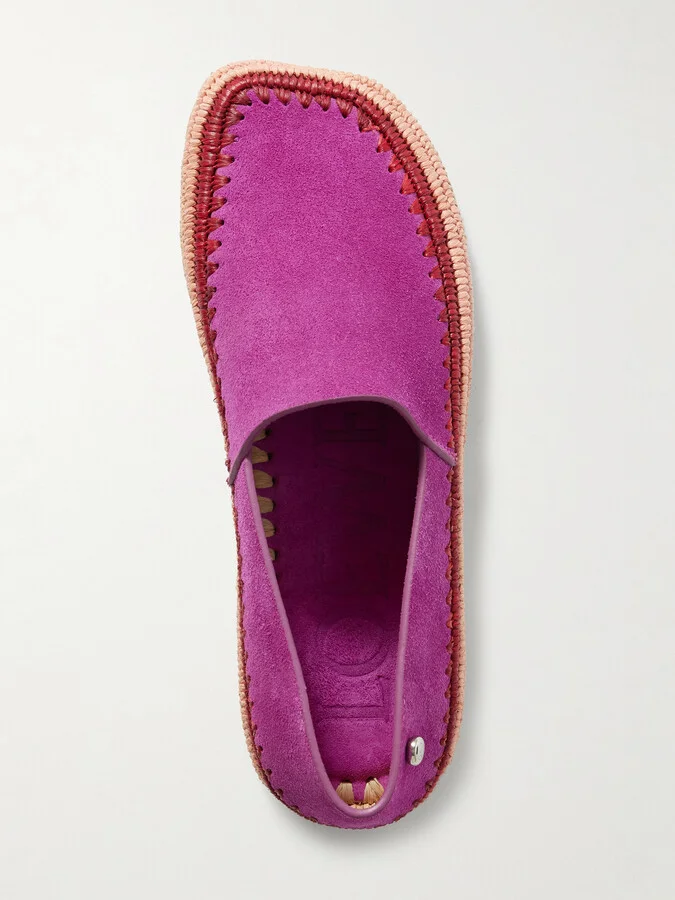 LOEWE - + Paula's Ibiza Rio Raffia-trimmed Suede Espadrilles - Pink - Image 5