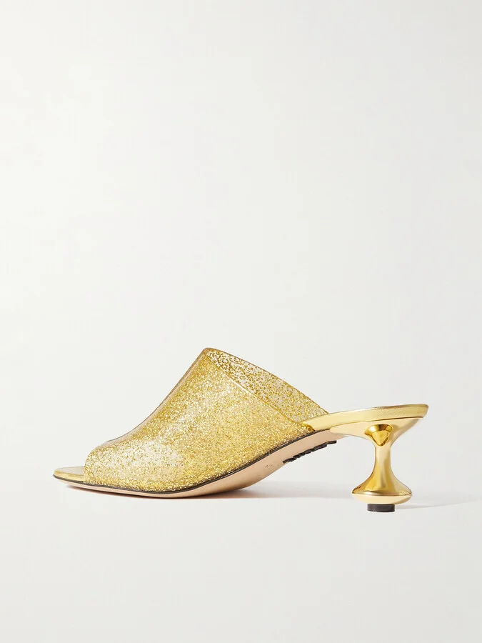 LOEWE - + Paula's Ibiza Toy Glittered Pvc Mules - Gold - Image 3