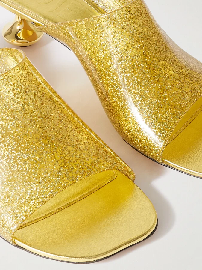 LOEWE - + Paula's Ibiza Toy Glittered Pvc Mules - Gold - Image 4