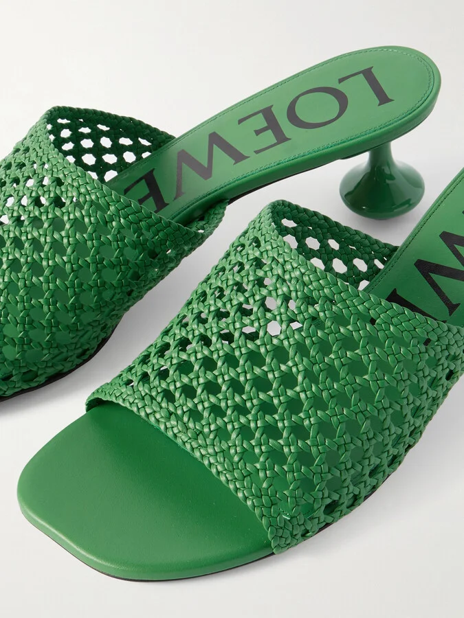 LOEWE - + Paula's Ibiza Toy Woven Leather Mules - Green - Image 4