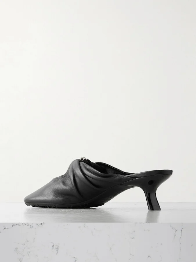 LOEWE - Pebble Embellished Cutout Leather Mules - Black - Image 3