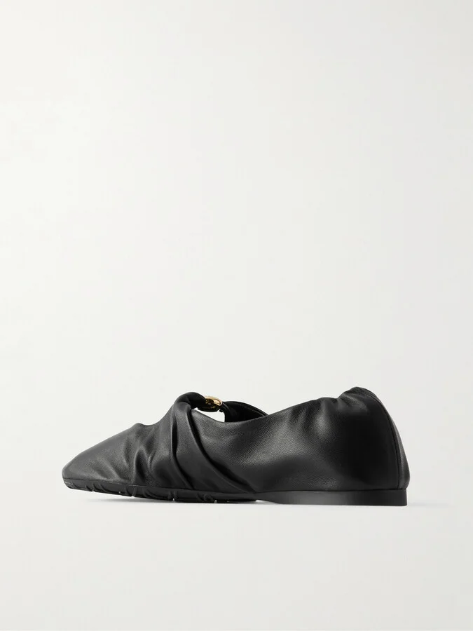 LOEWE - Pebble Embellished Leather Ballet Flats - Black - Image 3