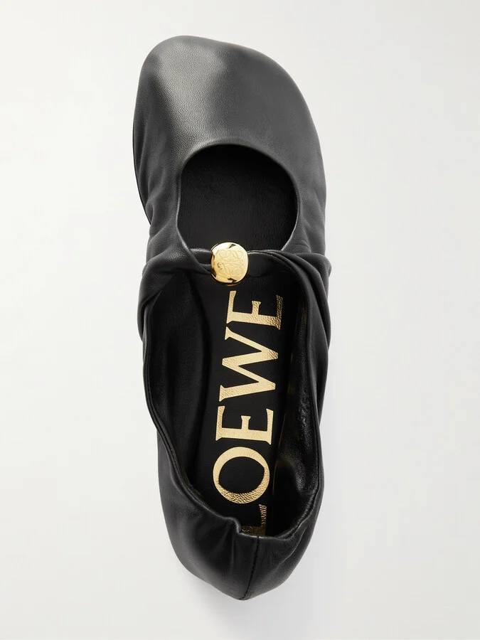 LOEWE - Pebble Embellished Leather Ballet Flats - Black - Image 5