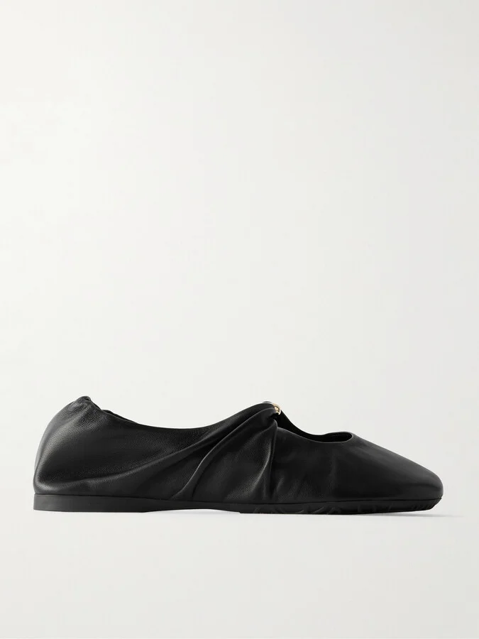 LOEWE - Pebble Embellished Leather Ballet Flats - Black