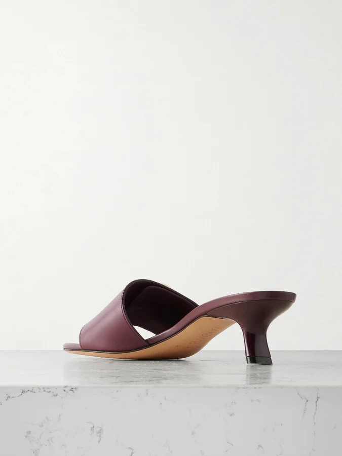LOEWE - Pebble Leather Mules - Burgundy - Image 3
