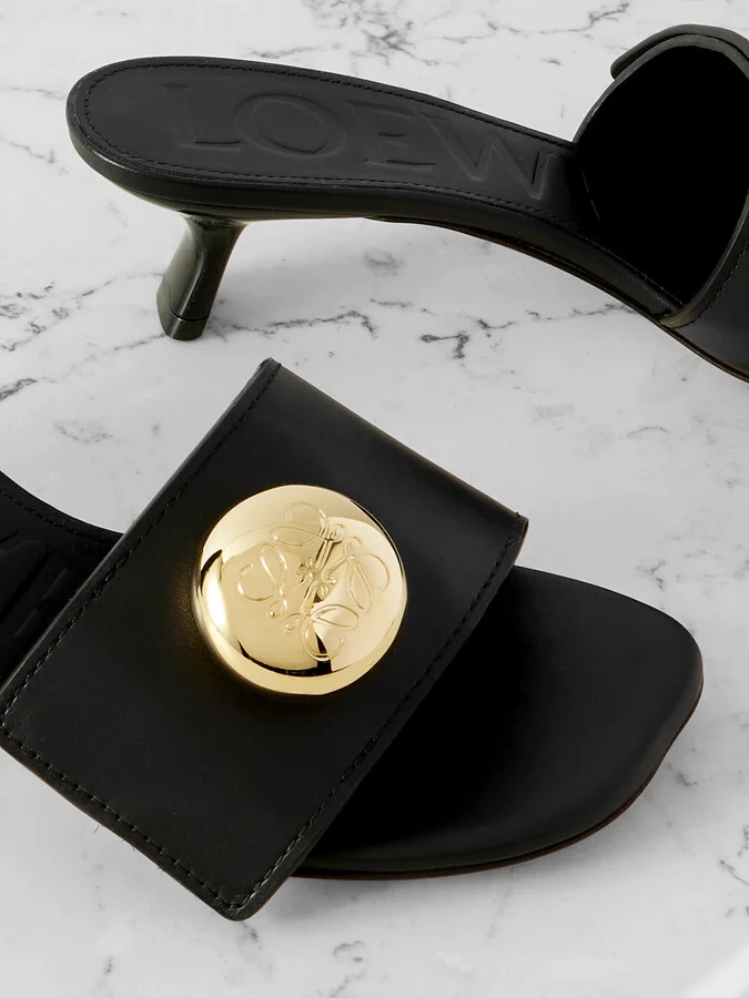 LOEWE - Pebble Leather Sandals - Black - Image 4
