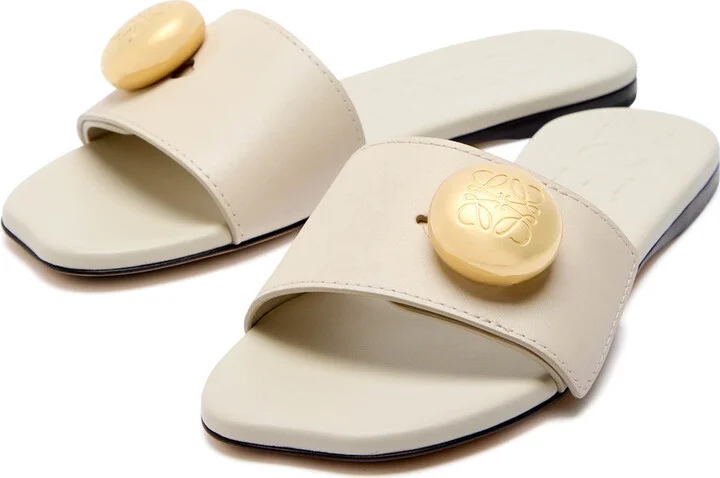 Loewe Pebble Logo Leather Sliders - Image 3