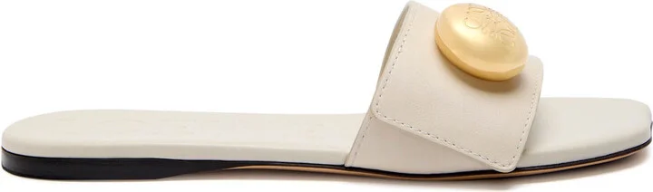 Loewe Pebble Logo Leather Sliders