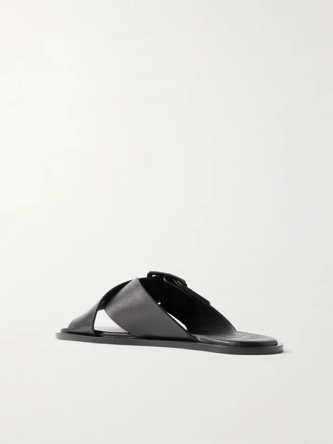 LOEWE - Petal Belt Buckled Leather Slides - Black - Image 3