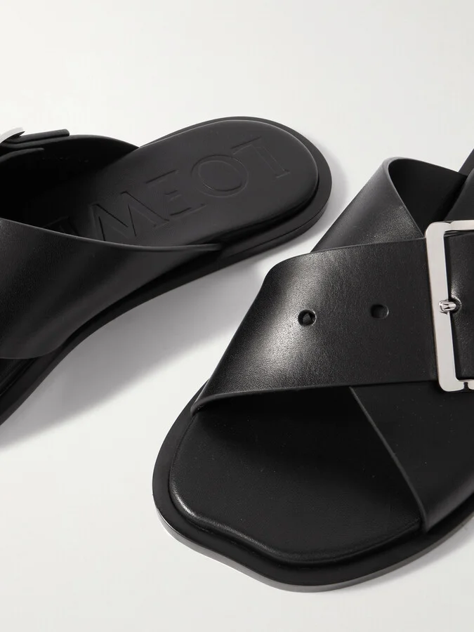 LOEWE - Petal Belt Buckled Leather Slides - Black - Image 4