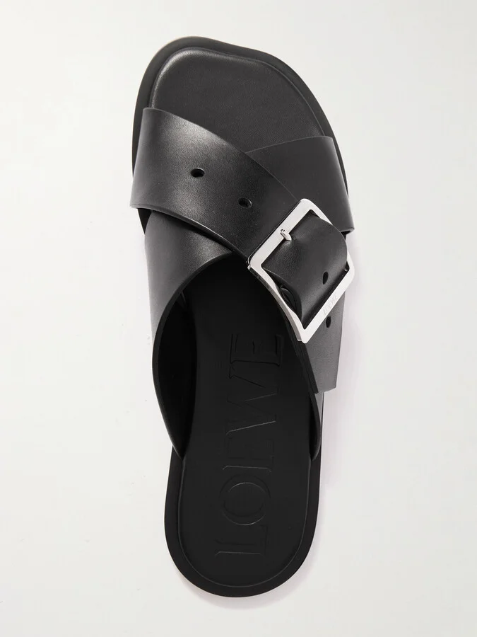 LOEWE - Petal Belt Buckled Leather Slides - Black - Image 5
