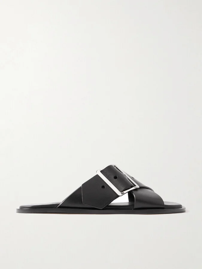 LOEWE - Petal Belt Buckled Leather Slides - Black