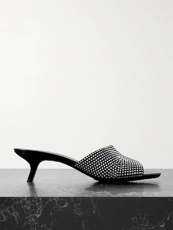 LOEWE - Petal Crystal-embellished Suede Mules - Black