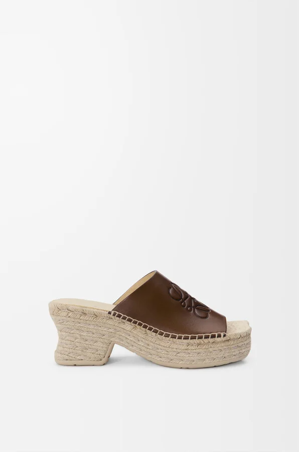 LOEWE - Petal Espadrille Platform Slide In Vegetable-tanned leather skin Size: 35 For Woman