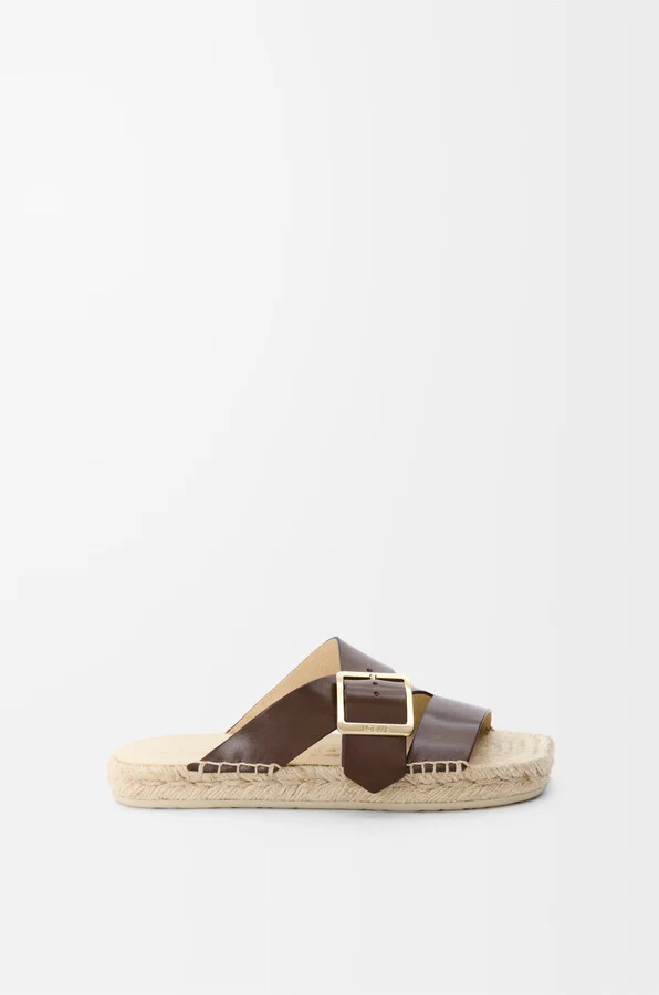 LOEWE - Petal Espadrille Slide In Vegetable-tanned leather skin Size: 36 For Woman