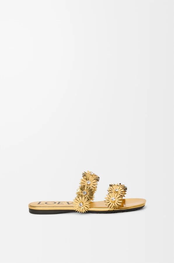 LOEWE - Petal Flower Sandal In leather skin And Crystals Size: 37 For Woman