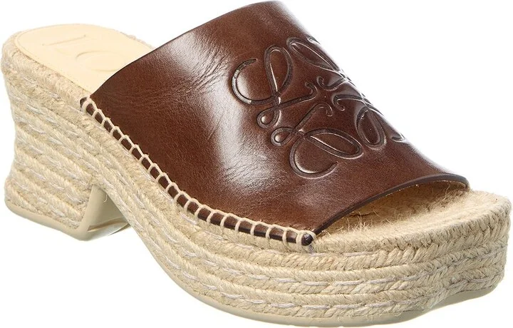 Loewe Petal Leather Espadrille Platform Sandal