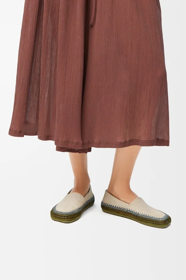 LOEWE - Rio Slipper In Suede And Raffia Size: 35 For Woman - Image 3