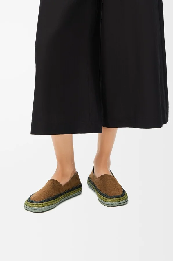 LOEWE - Rio Slipper In Suede And Raffia Size: 35 For Woman - Image 4