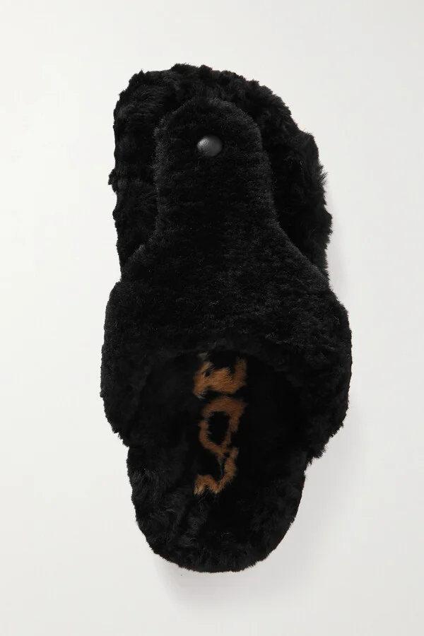 LOEWE - Shearling Sandals - Black - Image 5