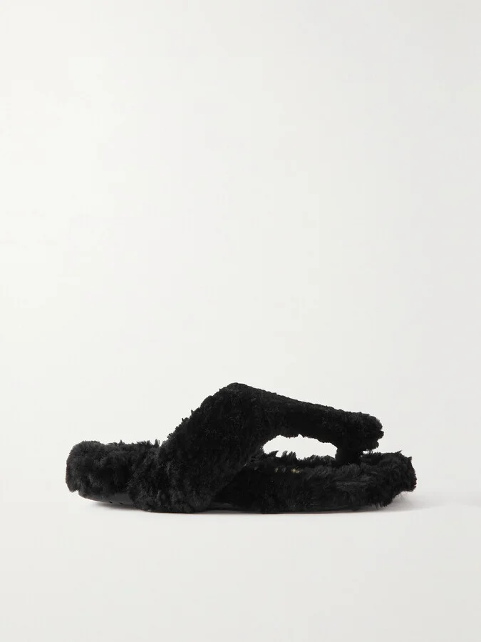 LOEWE - Shearling Sandals - Black