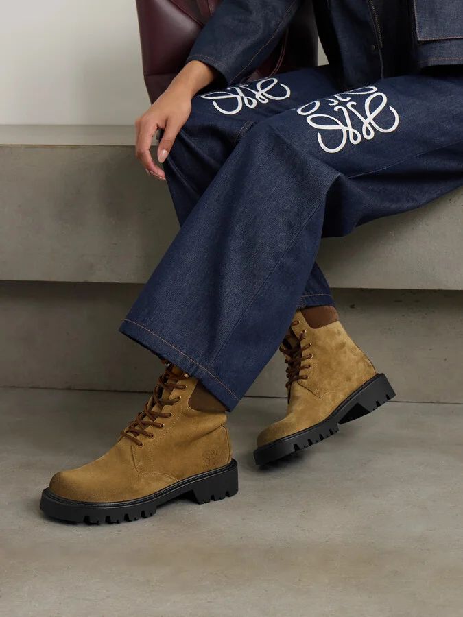 LOEWE - Sierra Suede Ankle Boots - Brown - Image 2