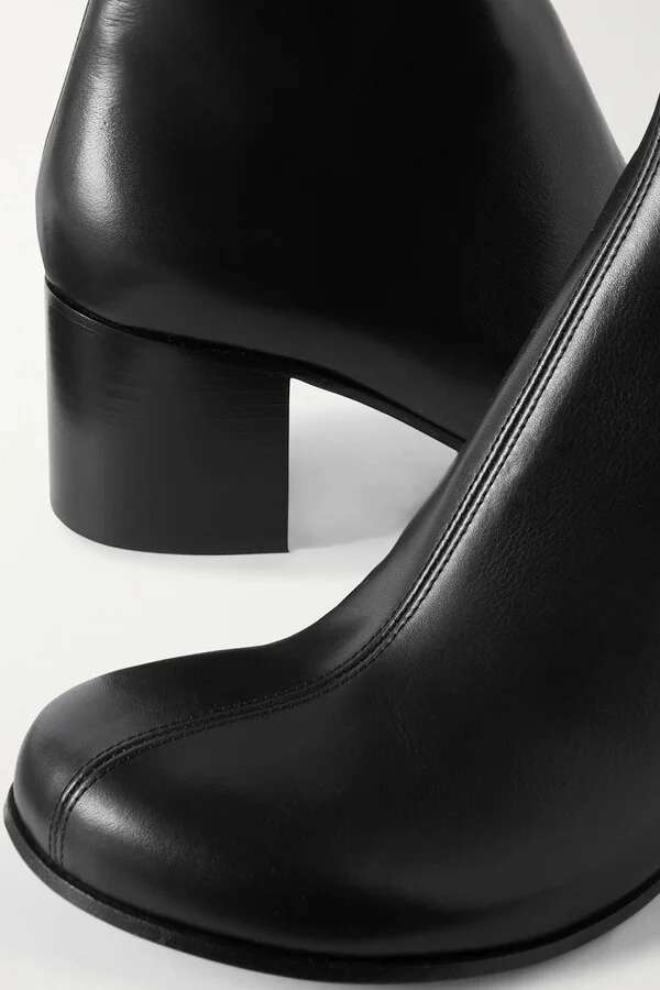 LOEWE - Terra Leather Ankle Boots - Black - Image 4